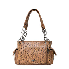 MW1077G-8085BR Montana West Ostrich Print Collection Concealed Carry Satchel - Brown