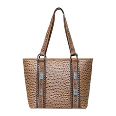 MW1077G-8317BR Montana West Ostrich Print Collection Concealed Carry Tote - Brown