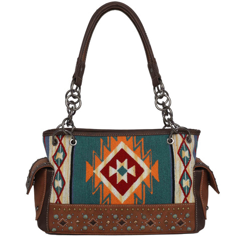 MW1097G-8085 Montana West Aztec Tapestry Concealed Carry Satchel