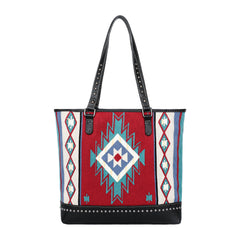 MW1105G-8317 Montana West Aztec Tapestry Tote (Double Sided Design) - Black