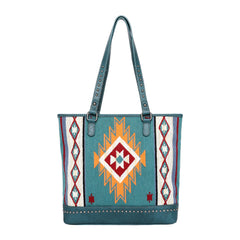 MW1105G-8317 Montana West Aztec Tapestry Tote Double Sided Design - Turquoise