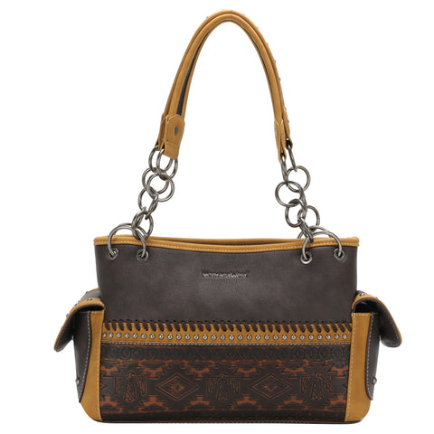 MW1139G-8085 Montana West Aztec Tooled Collection Concealed Carry Satchel