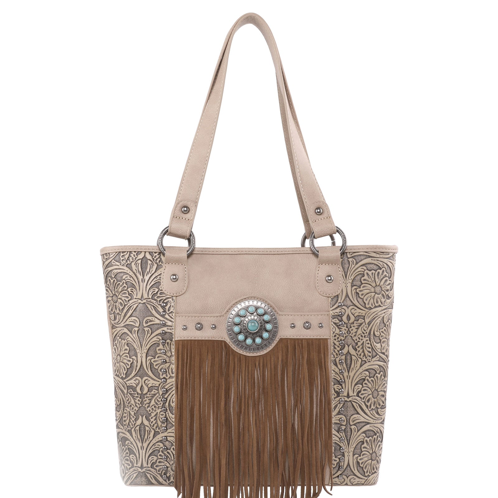 Montana West Concho Floral Fringe Crossbody Bag Turquoise