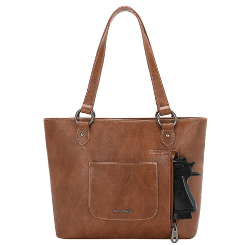 MW1150G-8317 Montana West Whipstitch Collection Concealed Carry Tote - Brown