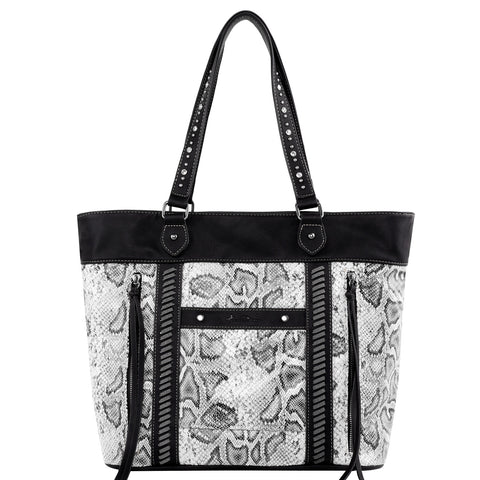 MW1151G-8317 Montana West Snake Print Concealed Carry Wide Tote