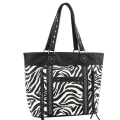 MW1151G-8317 Montana West Zebra Print Concealed Carry Wide Tote