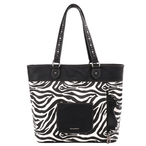 MW1151G-8317 Montana West Zebra Print Concealed Carry Wide Tote