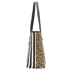MW1156-8112 Montana West Leopard Print Canvas Tote Bag