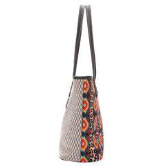 MW1164-8112 Montana West Aztec Leopard Print Canvas Tote Bag
