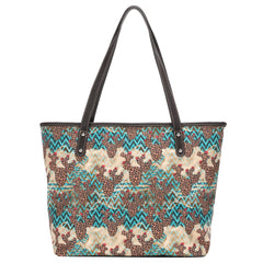 MW1165-8112 Montana West Leopard Cactus Canvas Tote Bag