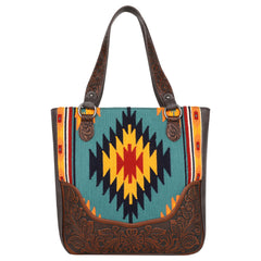 MW1175G-8317 Montana West Aztec Tapestry Tooled Collection Concealed Carry Oversized Tote