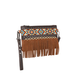 MW1203-181 Montana West Embroidered Aztec Fringe Collection Crossbody/Wristlet