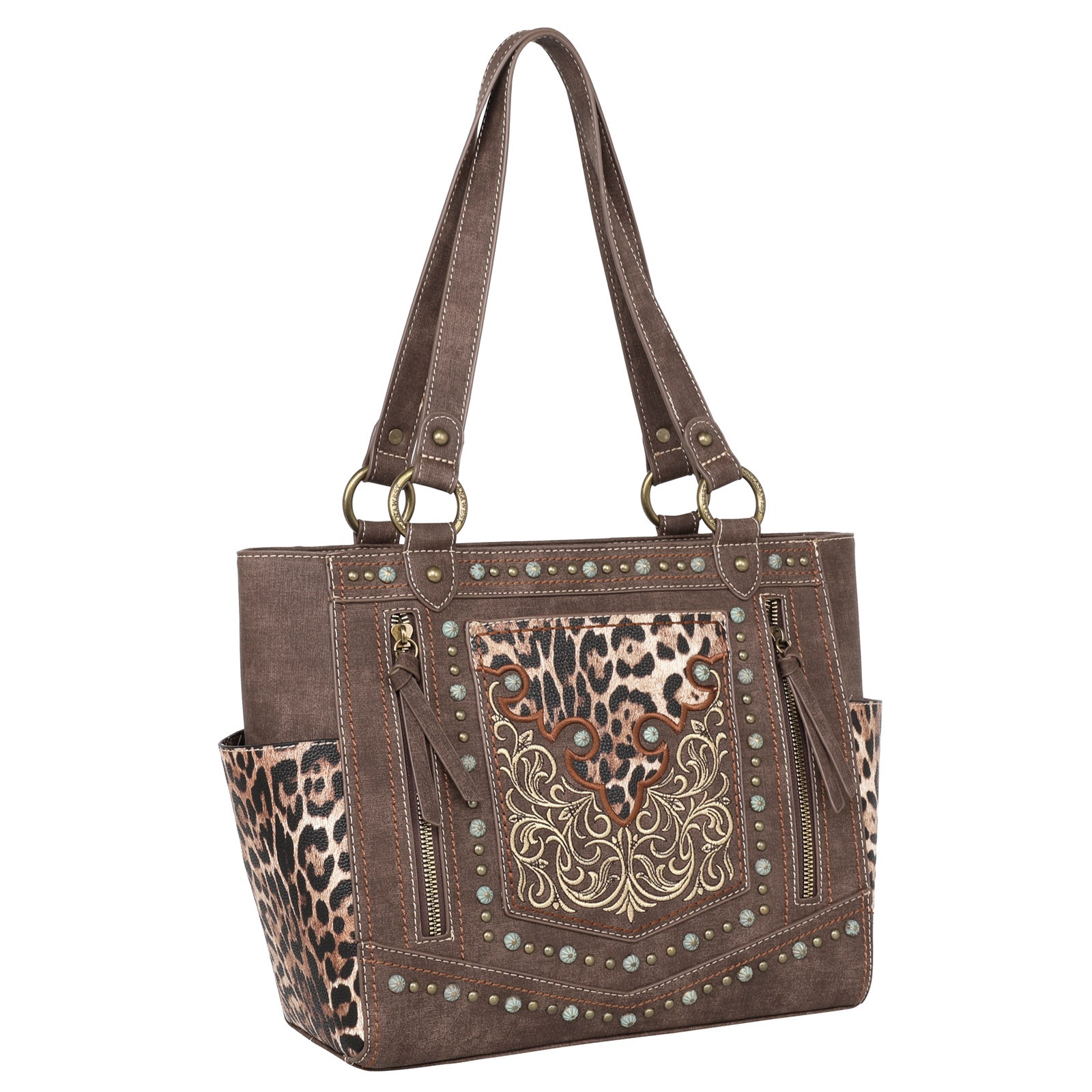 MW1213G8317 Montana West Embroidered Collection Concealed Carry Tote