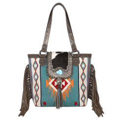 MW1215G-8317 Montana West Hair-On Cowhide Collection Aztec Tapestry Concealed Carry Tote