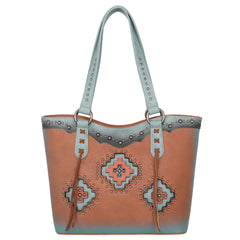 MW1220G-8317W  Montana West Cut-out Aztec Collection Concealed Carry Tote with Matching Wallet