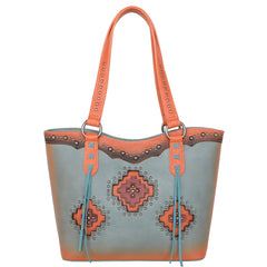 MW1220G-8317W  Montana West Cut-out Aztec Collection Concealed Carry Tote with Matching Wallet