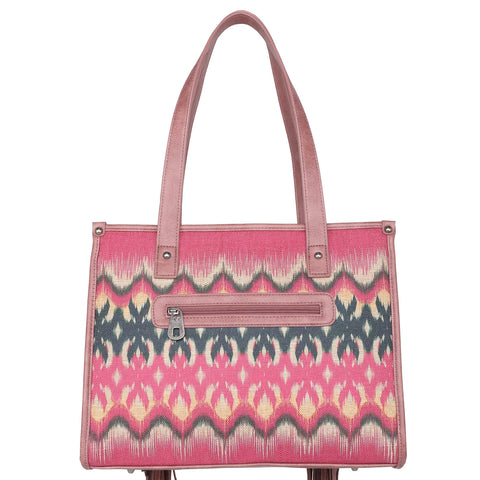MW1223-816 Montana West Distressed Multi Tribal Double Sided Print Fringe Tote -Fuchsia