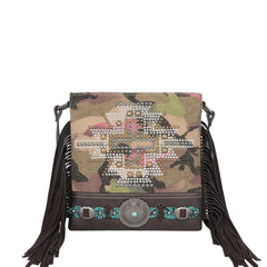 MW1226G-9360 Montana West Aztec Collection Camo Print Canvas Concealed Carry Crossbody