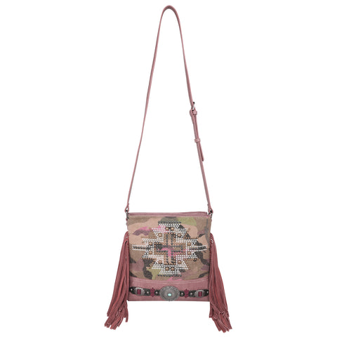 MW1226G-9360 Montana West Aztec Collection Camo Print Canvas Concealed Carry Crossbody