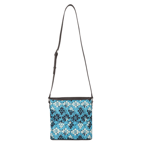 MW1229-8360 Montana West Blue Tribal Geometric Print Canvas Crossbody