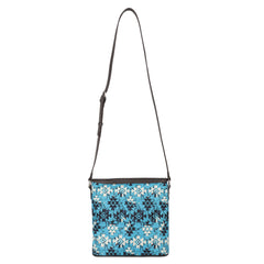MW1229-8360 Montana West Blue Tribal Geometric Print Canvas Crossbody