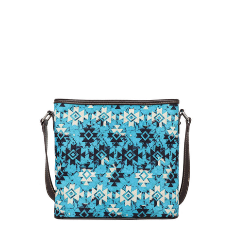 MW1229-8360 Montana West Blue Tribal Geometric Print Canvas Crossbody