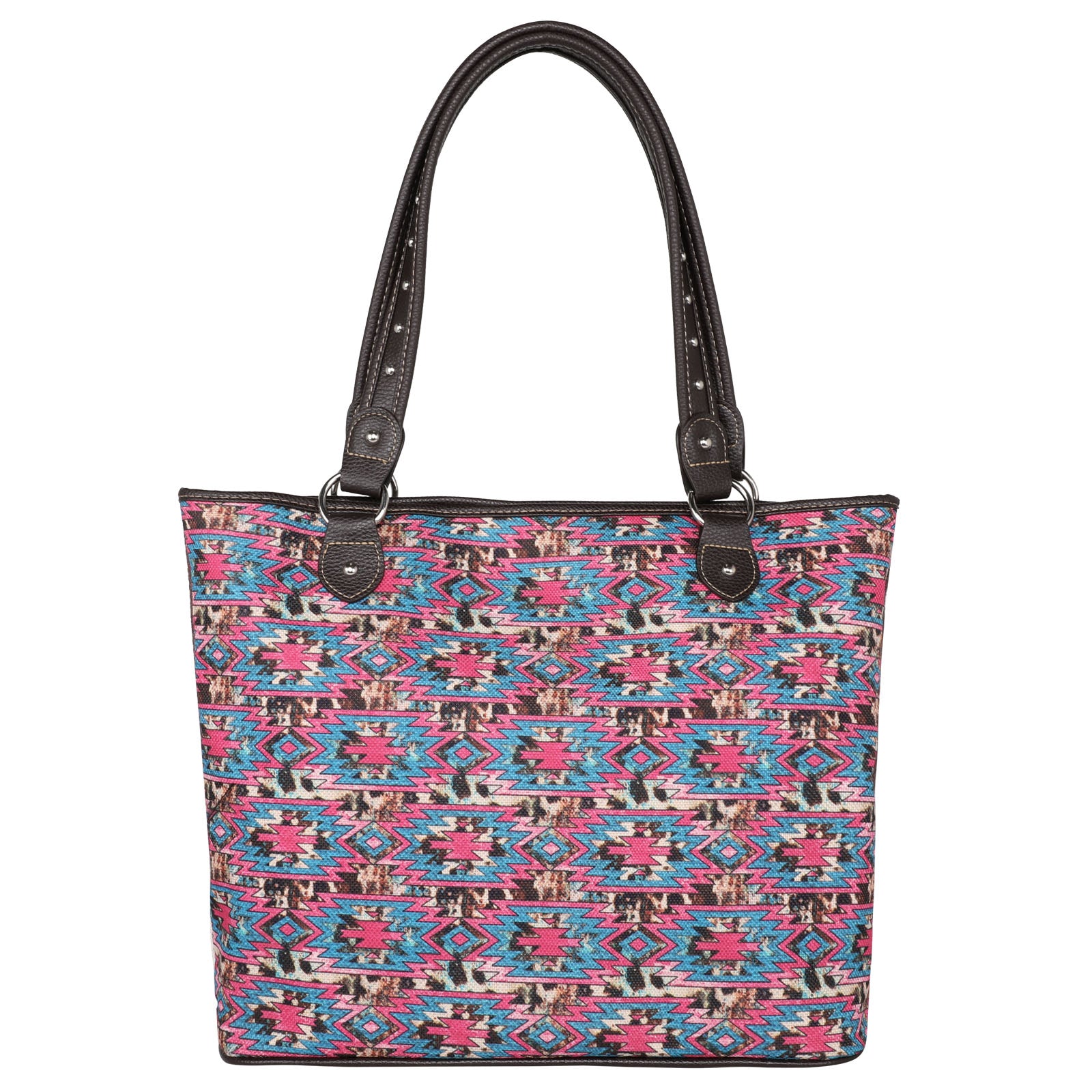 Medium leather-trimmed printed canvas tote