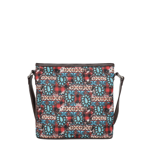 MW1234-8360 Montana West Aztec Squash Blossom Print Canvas  Crossbody