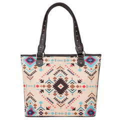MW1235-8112 Montana West Tan Southwest Geometric Print Canvas Tote Bag