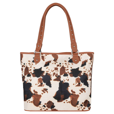 MW1236-8112 Montana West Cow PatternPrint Canvas Tote Bag
