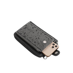 MW629BK Montana West Western Tooled Phone Case Crossbody Wallet Black