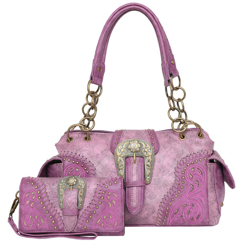 MW823G-8085W Montana West Buckle Collection Concealed Carry Satchel and Wallet
