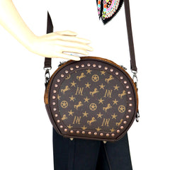 MW896-101 Montana West Signature Monogram Hair Calf Collection Circle Bag/ Crossbody