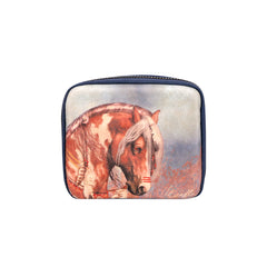MW922-193 Montana West Western Design Pill Box Travel Organizer/ Zippered Case Horse Print