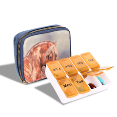 MW922-193 Montana West Western Design Pill Box Travel Organizer/ Zippered Case Horse Print