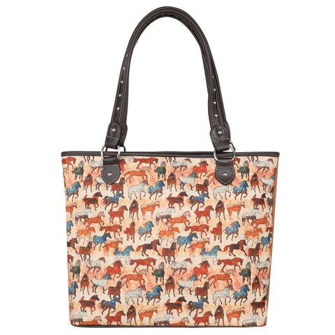 MW927-8112 Montana West Horse Collection Canvas Tote Bag