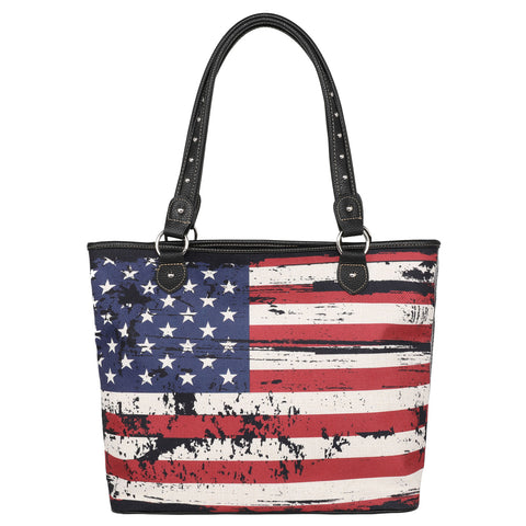 MW933-8112 Montana West American Flag Canvas Tote Bag
