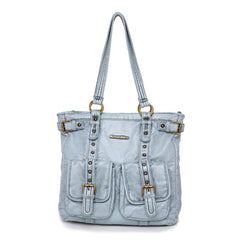 MWC-044 Montana West Stone Wash Buckle Carry-All Tote