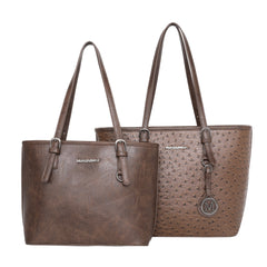 MWC2-G049 Montana West 2Pcs Set Tote (Concealed Carry Ostrich Print Tote & Small Basic Tote)