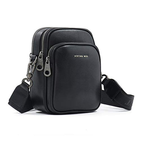 MWL-008 Montana West Genuine Leather Shoulder/Crossbody Bag-Black