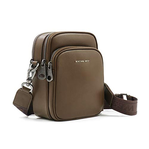 MWL-008 Montana West Genuine Leather Shoulder/Crossbody Bag-Light Coffee