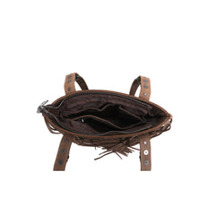 MWL-G020  Montana West Real Leather Fringe Collection Concealed Carry Shoulder Bag - Brown1