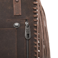 MWL-G020 Montana West Real Leather Bohemian Fringe Collection Concealed Carry Shoulder Bag - Black
