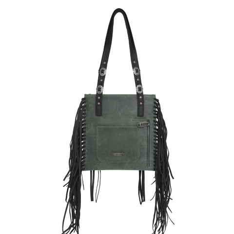 MWL-G020 Montana West Real Leather Fringe Collection Concealed Carry Shoulder Bag - Grey