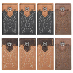 MWL-W045 Montana West Genuine Leather Embroidered  Men's Wallet Assortment Colors  (8Pcs/Bundle)