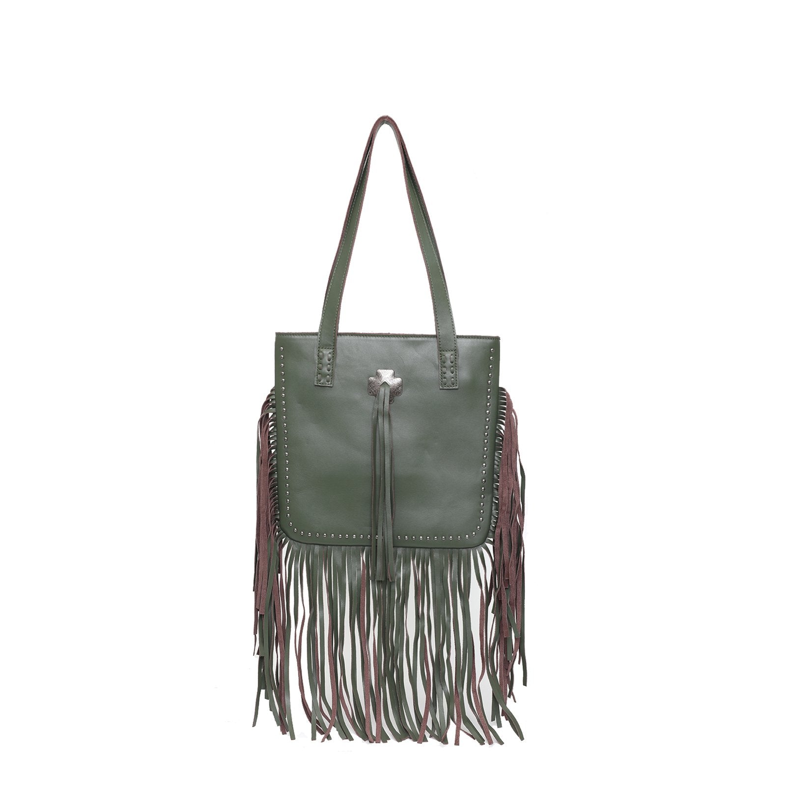 Montana West Genuine Leather Tooled Collection Fringe