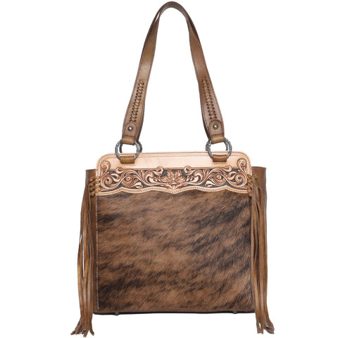 MWRG-044 Montana West Genuine Leather Hand Tooled Hair-on Concealed Carry Tote