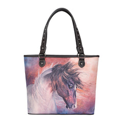MWS1021-8112 Montana West Horse Canvas Tote Bag with Wristlet