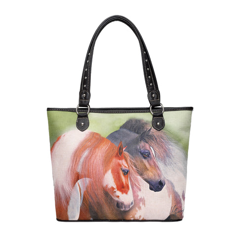 MWS1020-8112 Montana West Horse Canvas Tote Bag with Wristlet