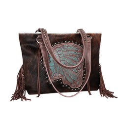 MWT118-G8317 Trinity Ranch Hair-On Cowhide Indian Chief Collection Concealed Carry Tote